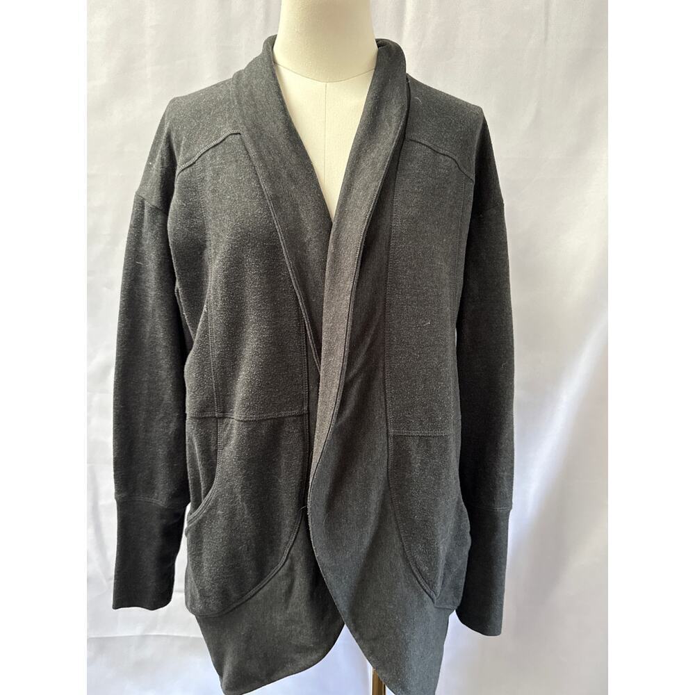 Women’s Eddie Bauer Dark Grey Open front Sweater Sz L